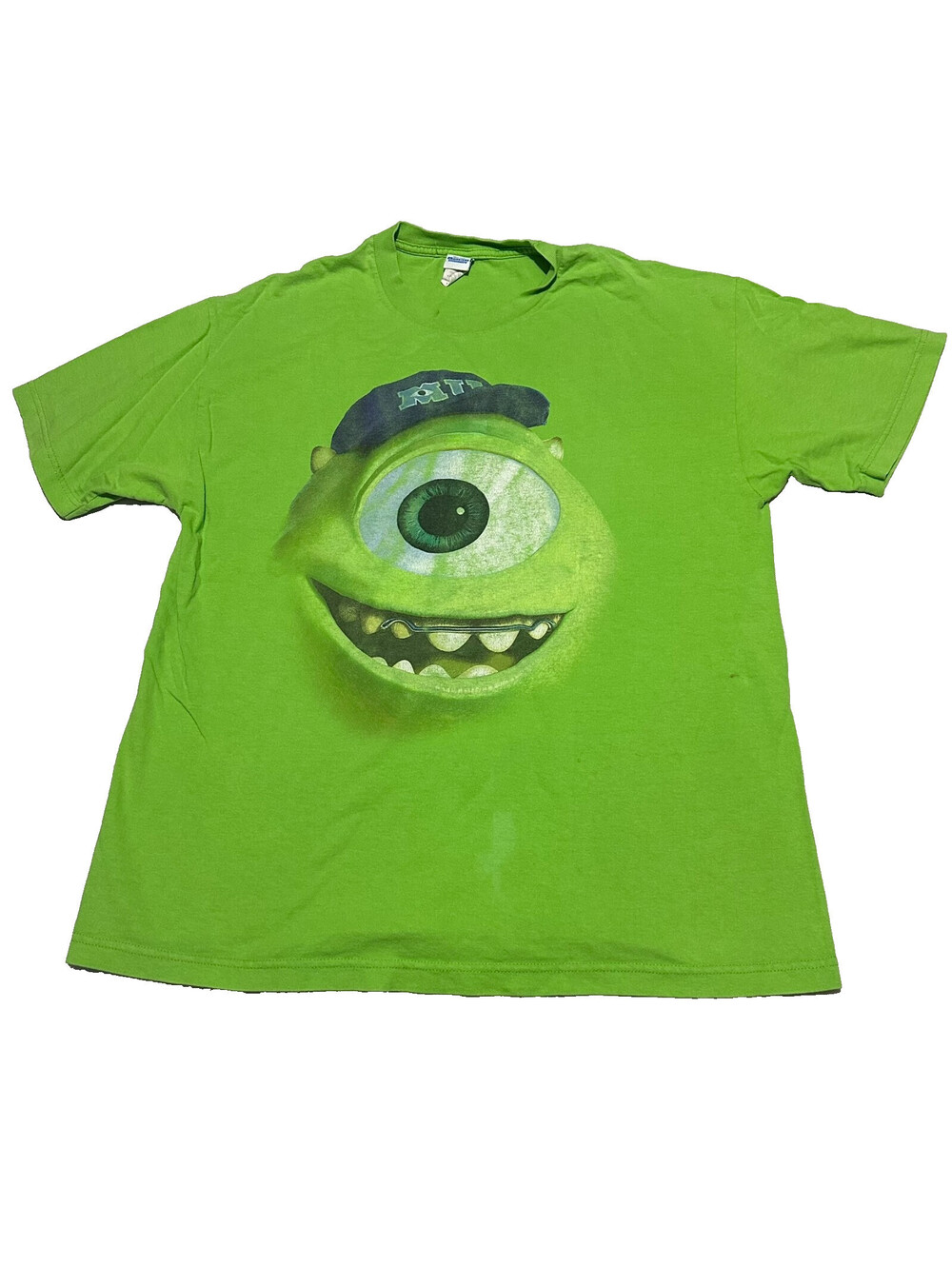 Vintage Disney Monsters University Mike Wazowski T Shirt XL Lime Green